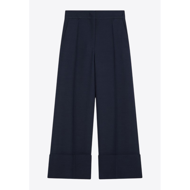 Wool and Silk Flared Tailored Pants