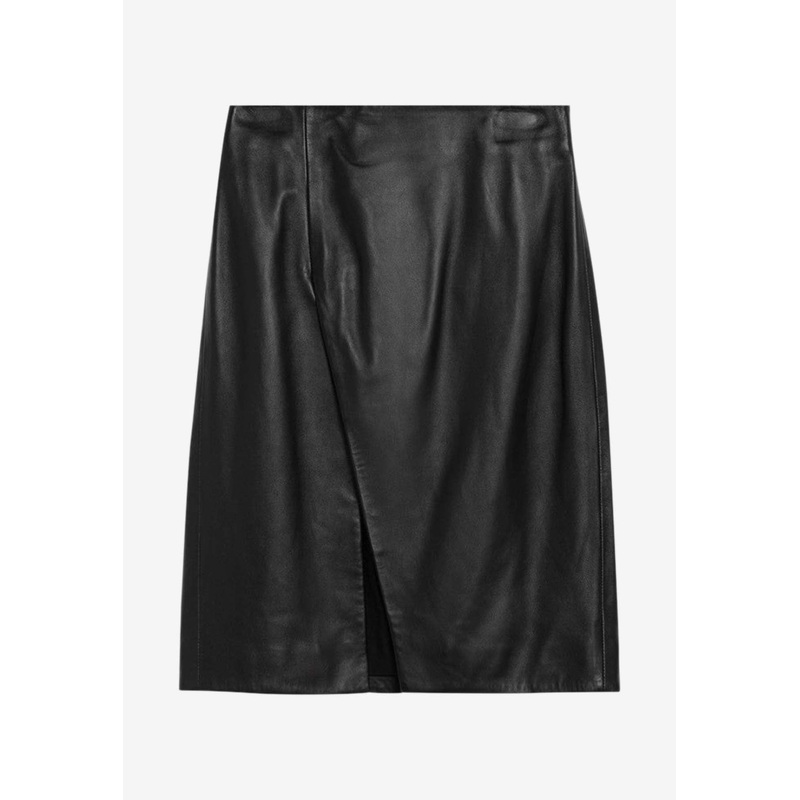 Akare Leather Midi Skirt