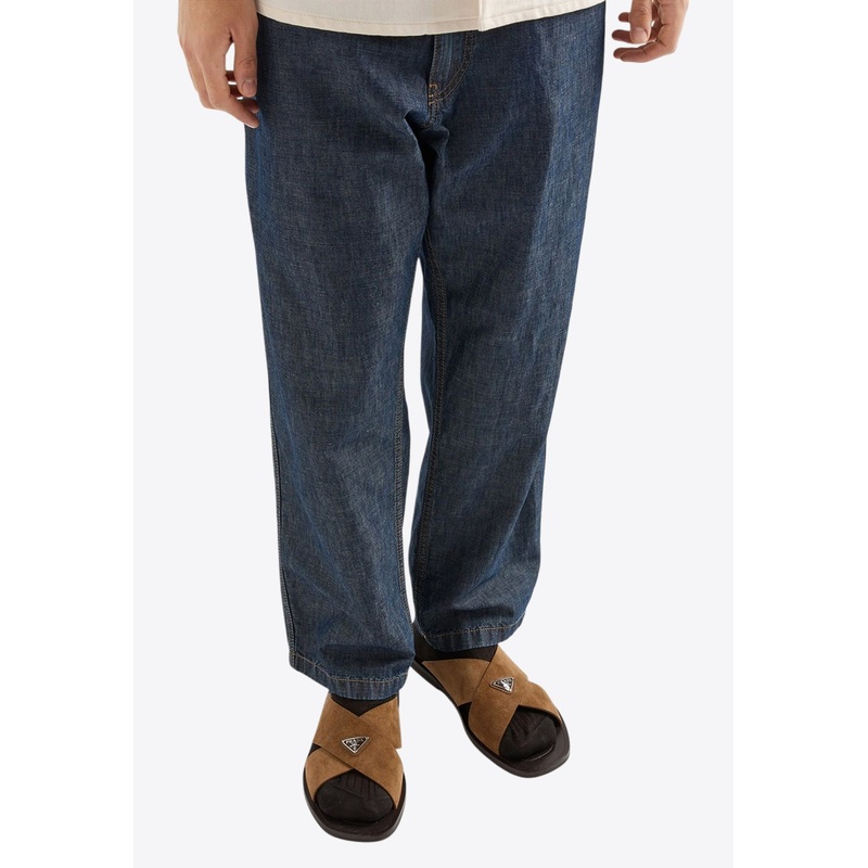 Chambray Straight-Leg Jeans