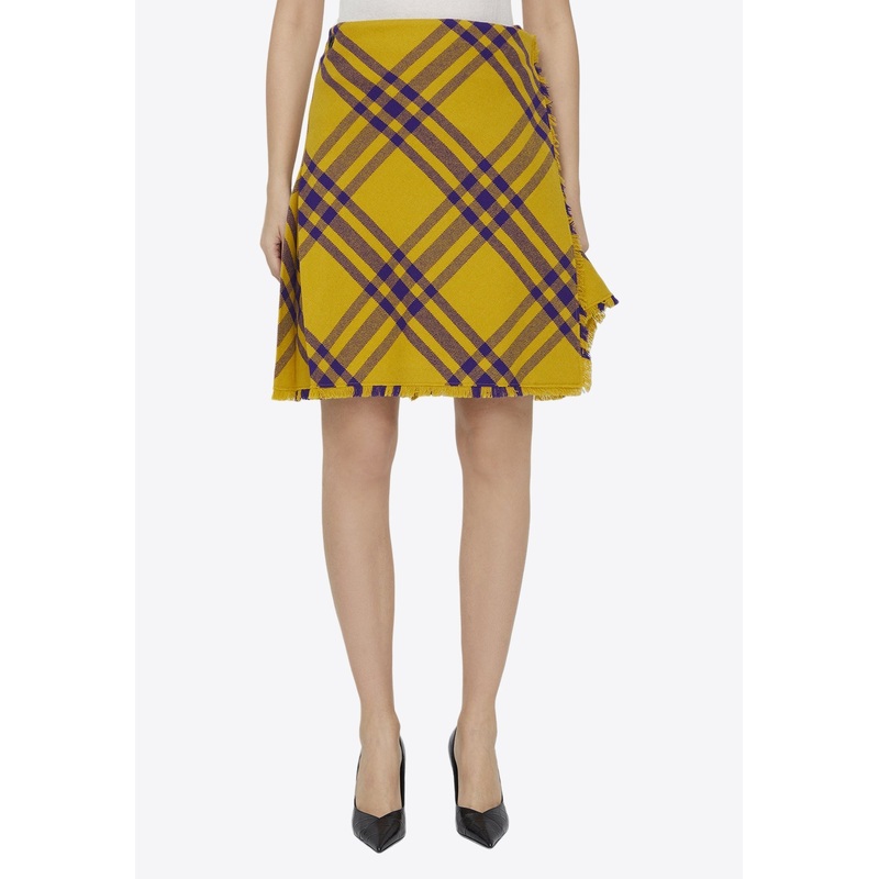 Check Wool Mini Skirt