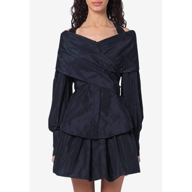 Crossover Long-Sleeved Blouse