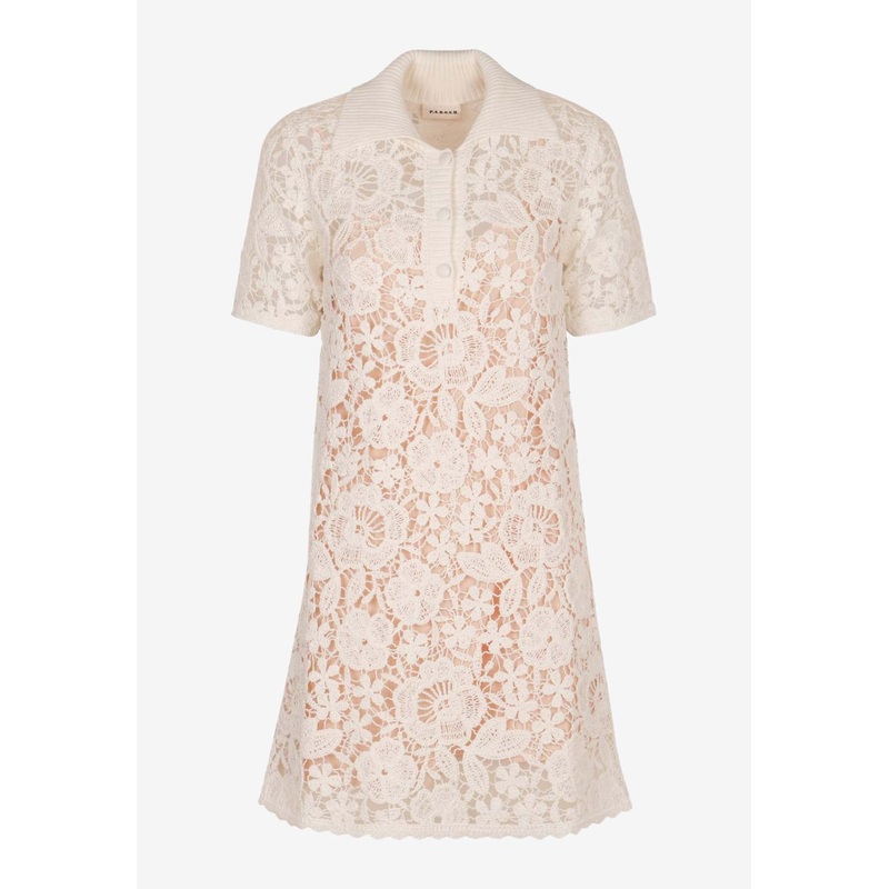 Guipure Lace Mini Shirt Dress