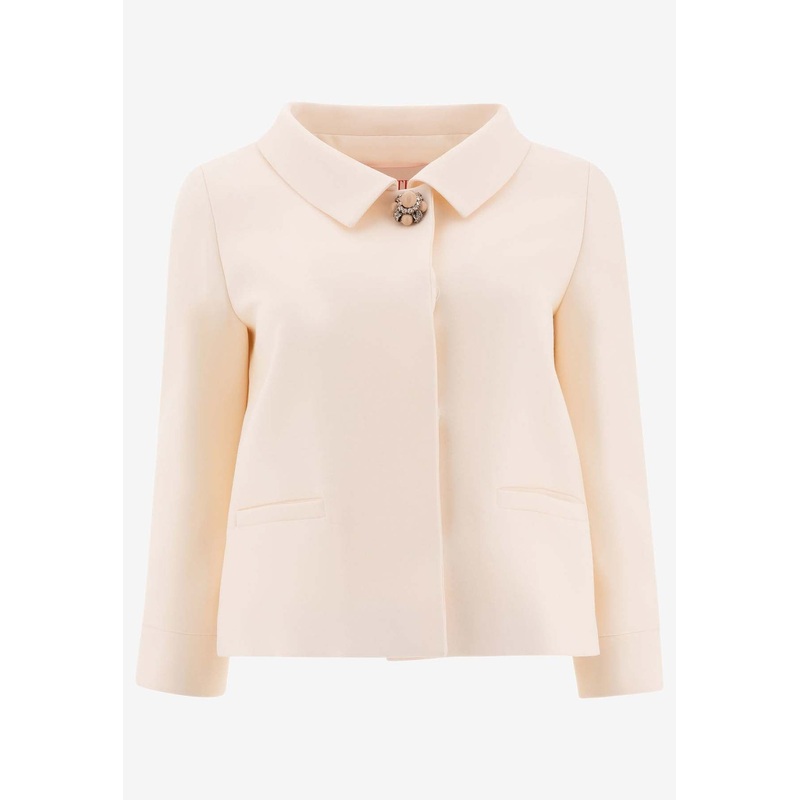 Jewel Button Crepe Couture Jacket