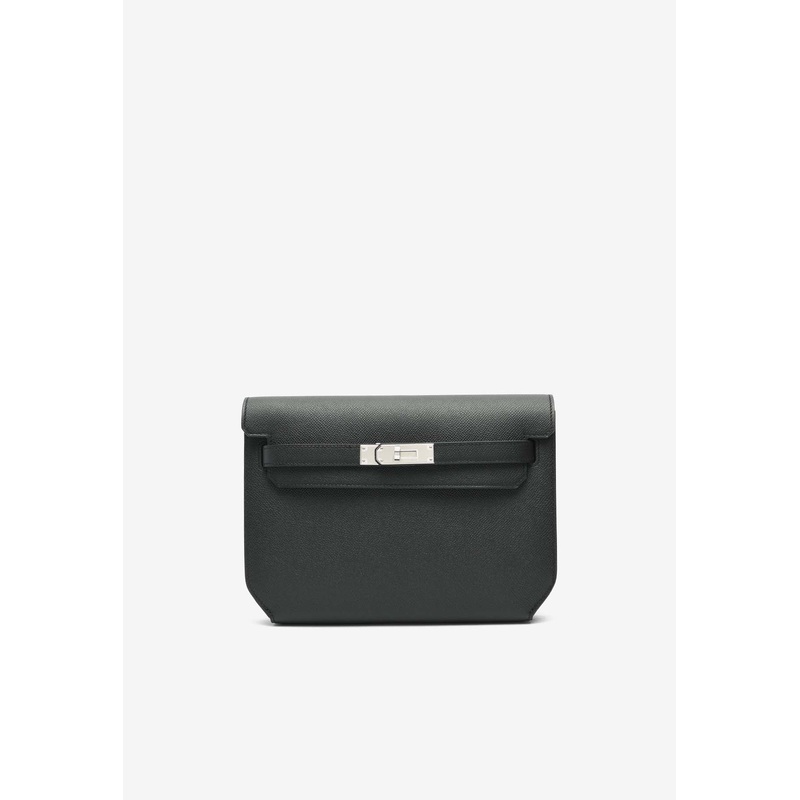 Kelly Depeches 25 Pouch in Black Epsom with Palladium Hardware