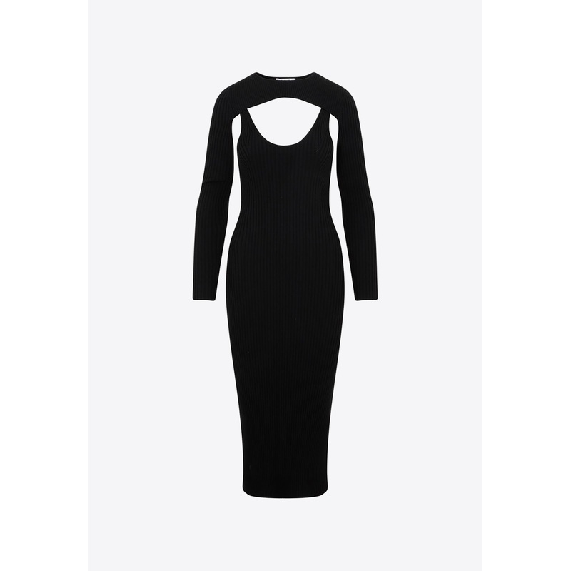 Knitted Midi Dress with Cut-Outs