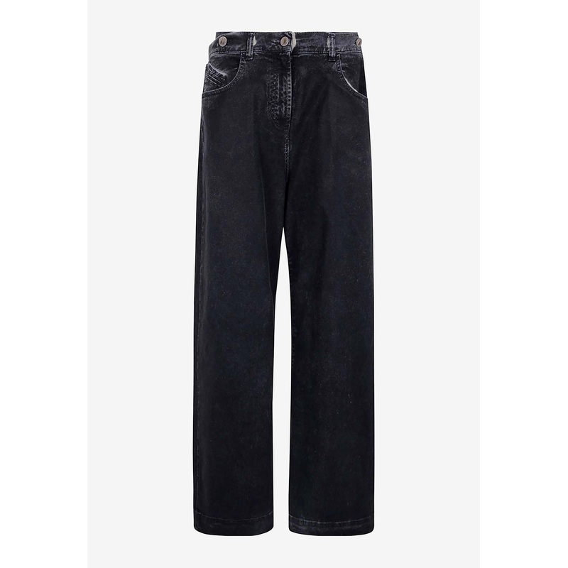 Logo Embroidered Baggy Jeans