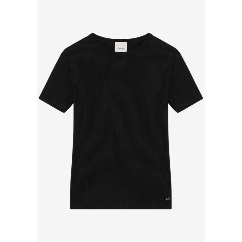 Logo Embroidered Ribbed T-shirt