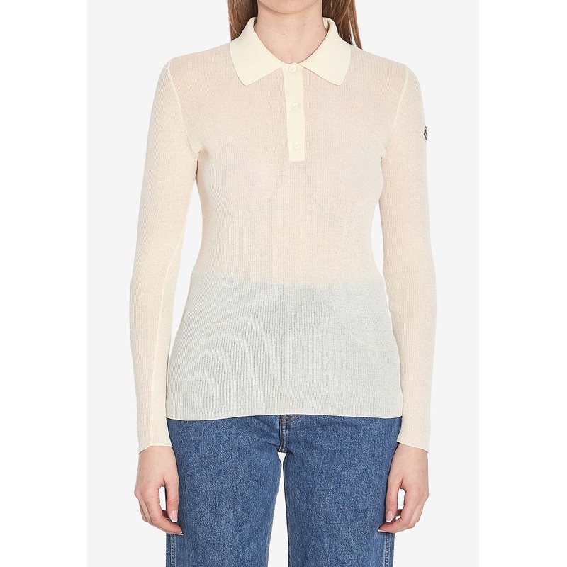 Logo Patch Long-Sleeved Polo T-shirt