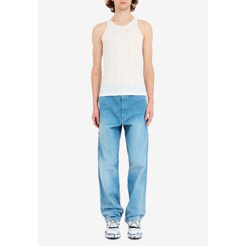 Logo Patch Ribbed Tank Top