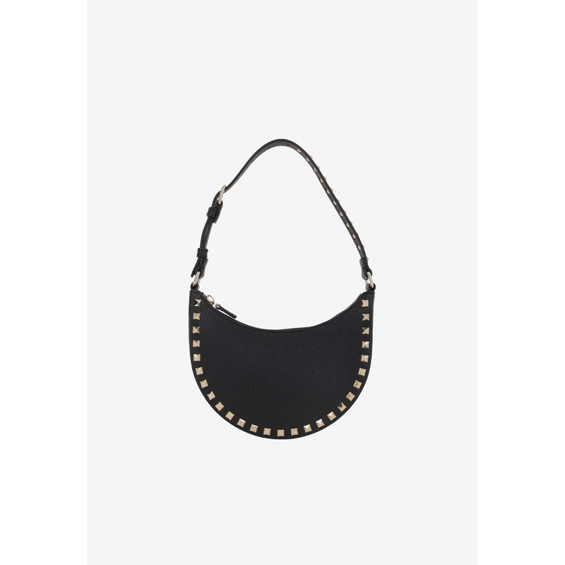 Mini Rockstud Grained Leather Hobo Bag