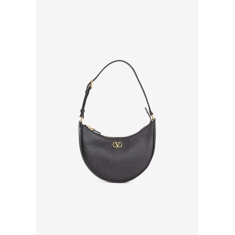 Mini VLogo Grained Leather Hobo Bag