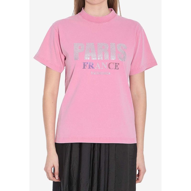 Paris Strass Crewneck T-shirt