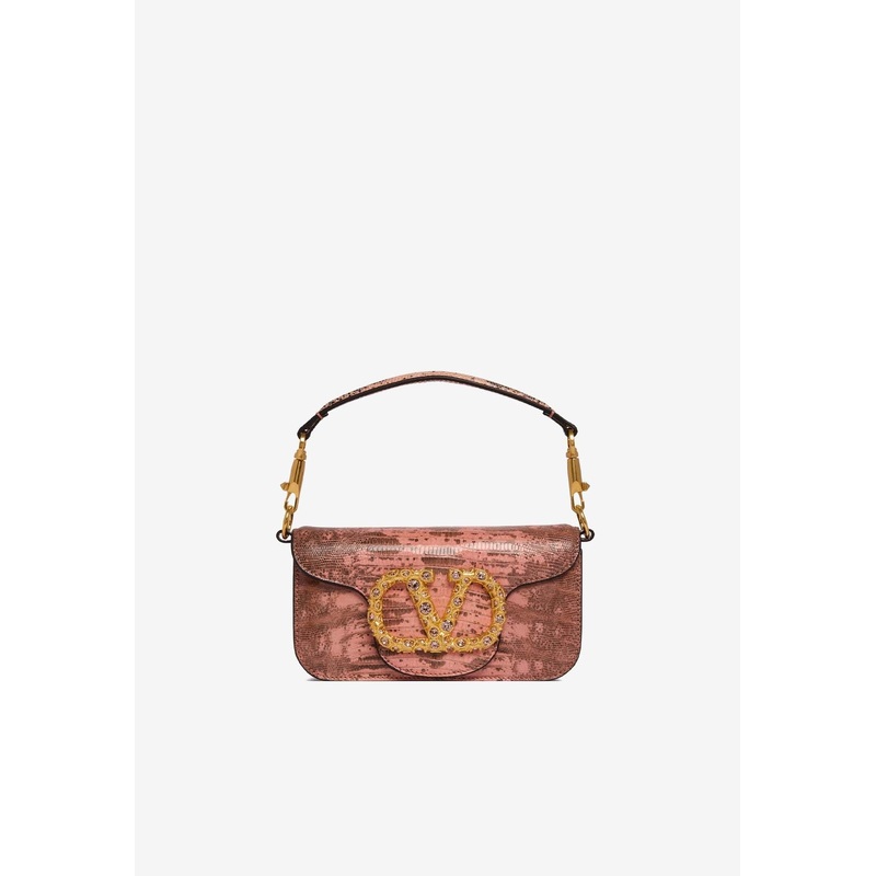 Small Loc Lizard-Embossed Top Handle Bag