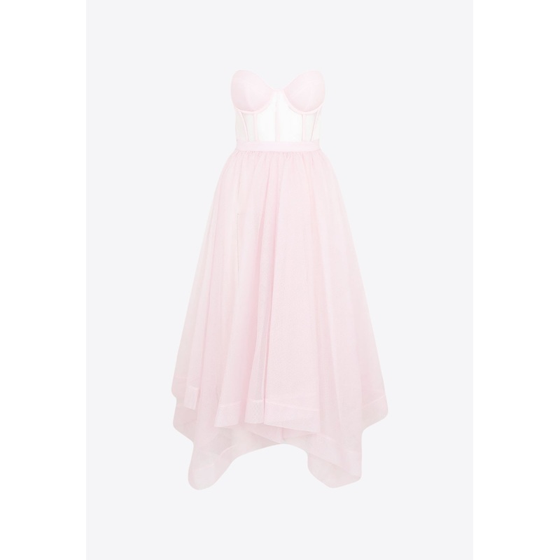 Strapless Tulle Midi Dress