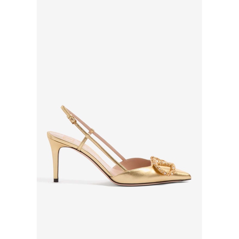 VLogo 80 Laminated Nappa Slingback Pumps