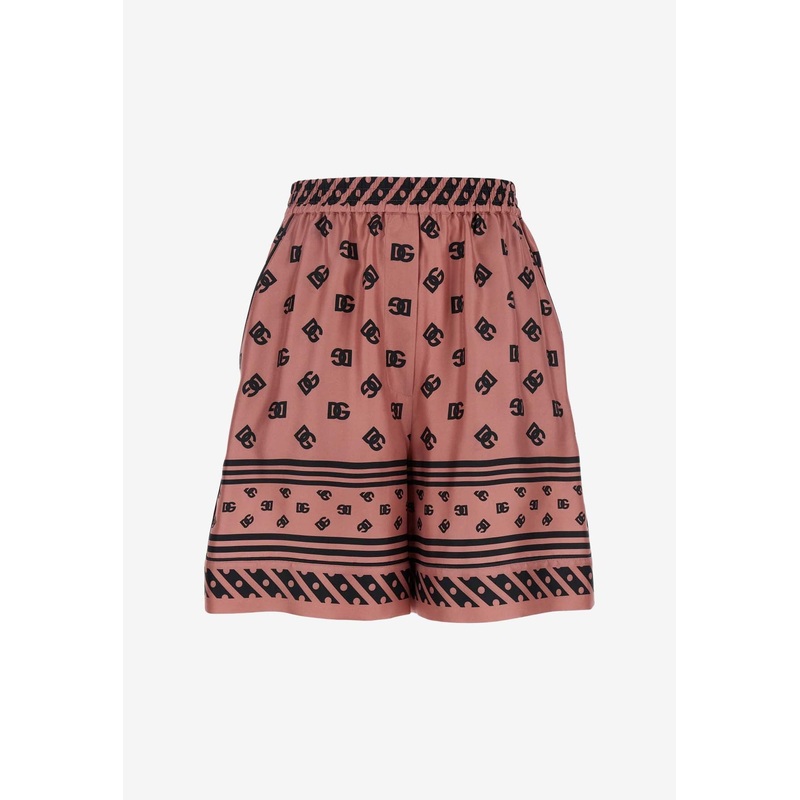 All-Over DG Logo Print Silk Shorts
