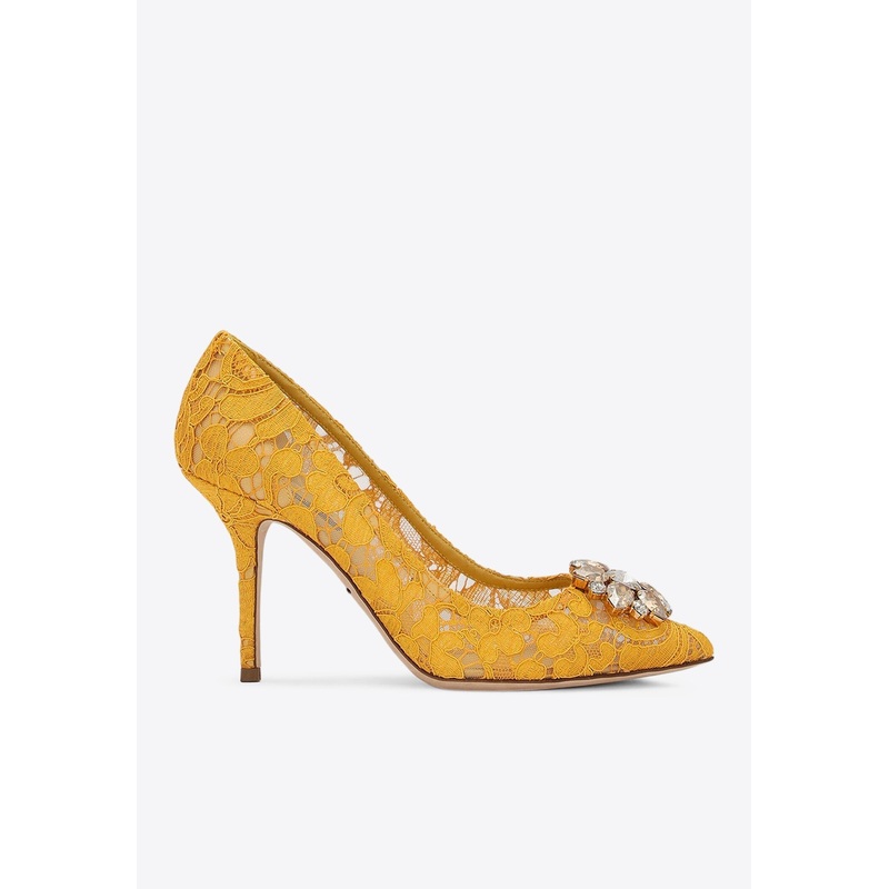 Bellucci 90 Brooch Lace Pumps