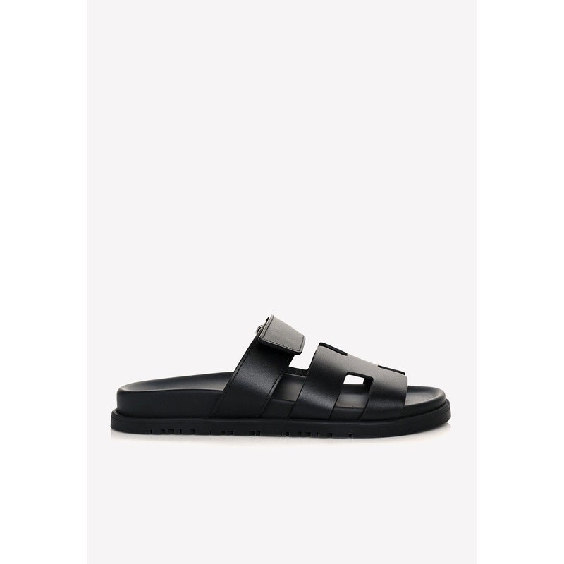 Chypre Sandals in Black Calfskin