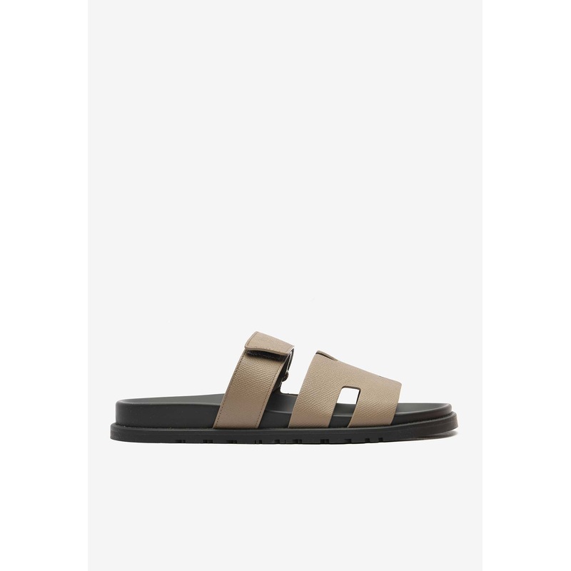 Chypre Sandals in Etoupe Epsom Leather