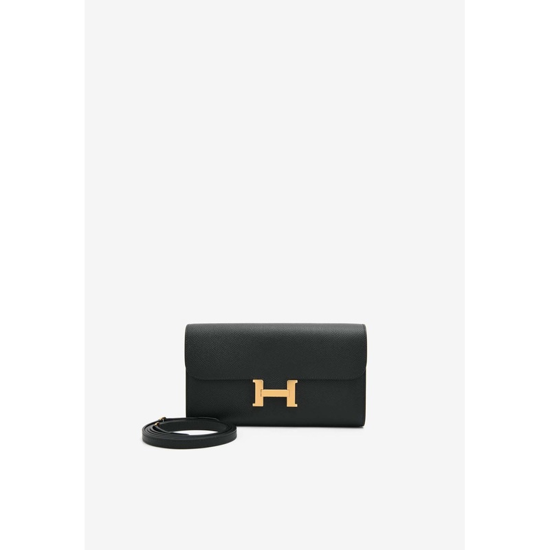 Constance To Go Wallet in Black Epsom with Gold Hardware