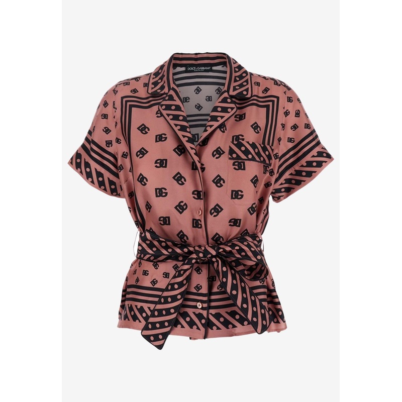 DG Logo Print Silk Shirt