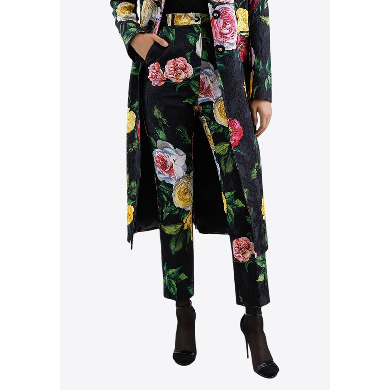 Floral Brocade Tailored Pants