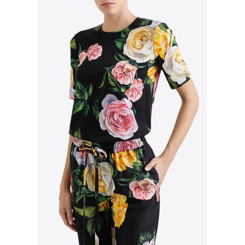 Floral Print Charmeuse Blouse