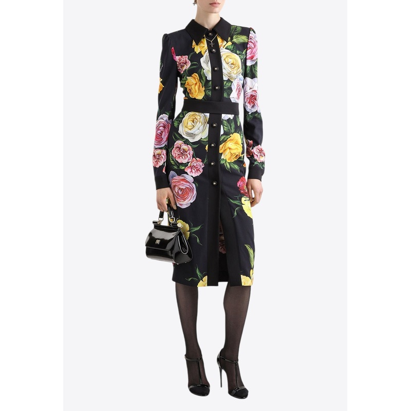 Floral Print Midi Cady Dress