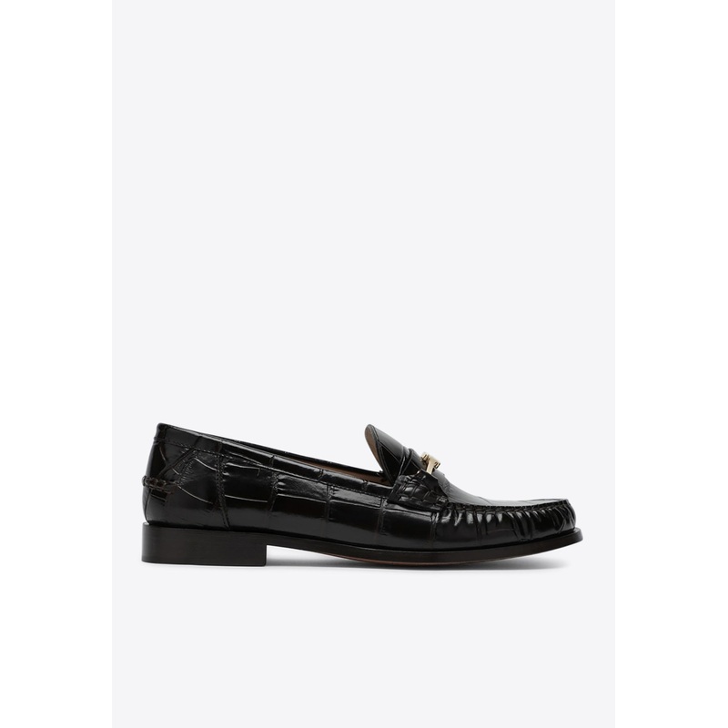 Harry Croc-Embossed Leather Chain Loafers