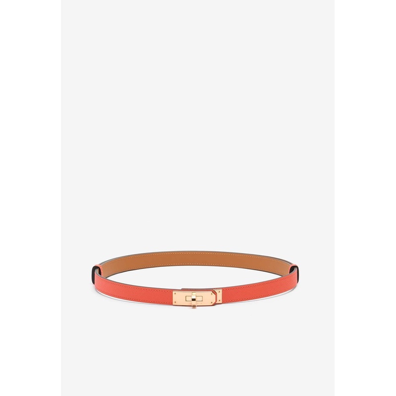 Kelly 18 Belt in Orange Field Epsom Leather with Rose Gold Buckle