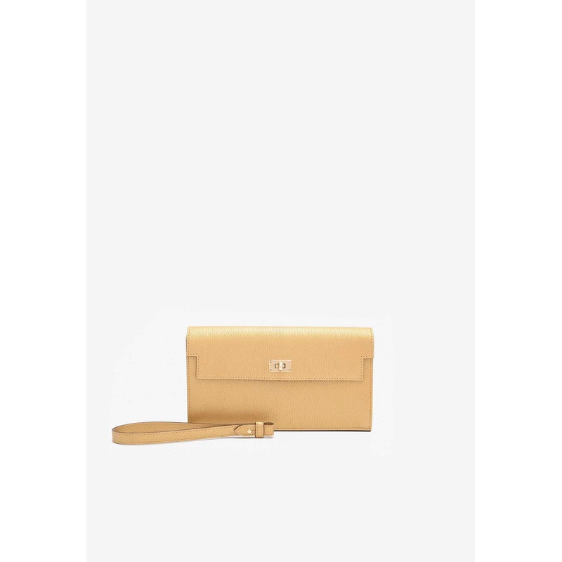 Kelly Pocket Long Wallet in Dore Chamkila Leather with Gold Hardware
