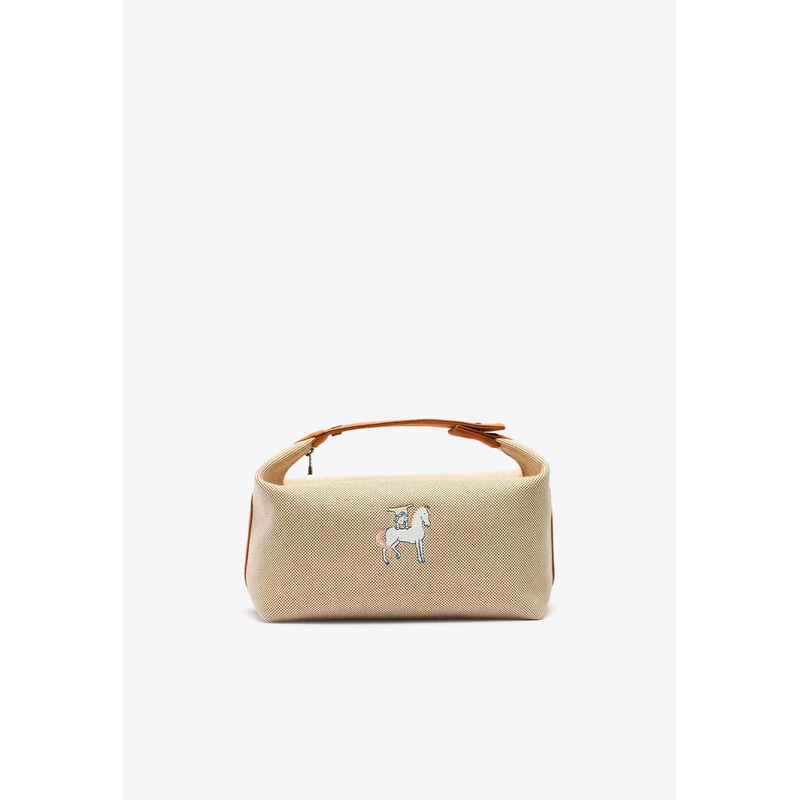 Large Bride-a-Brac Cabriole Pouch in Biscuit Canvas