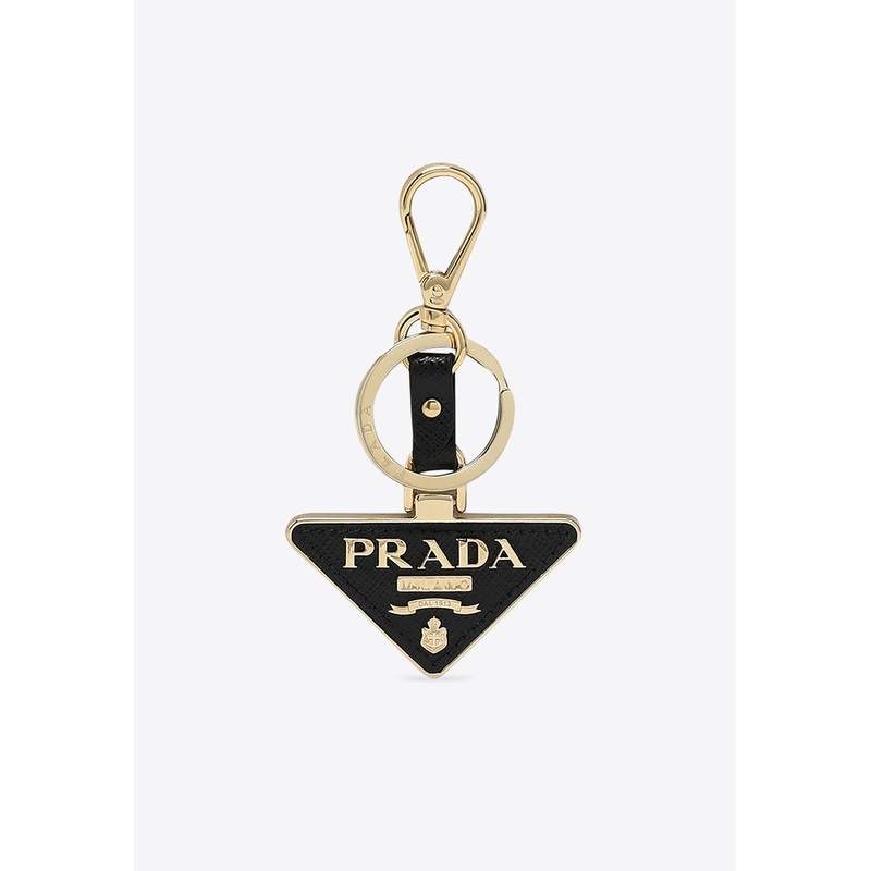 Logo Triangle Metal and Leather Key-Ring