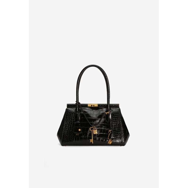 Marlene Everyday Shoulder Bag in Croc-Embossed Leather