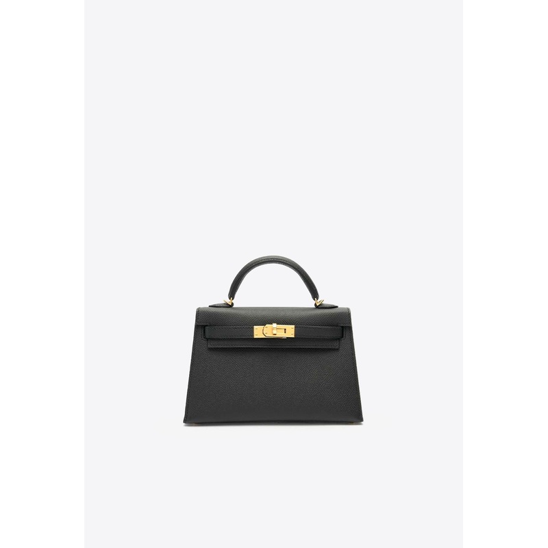 Mini Kelly 20 Sellier in Black Epsom Leather with Gold Hardware