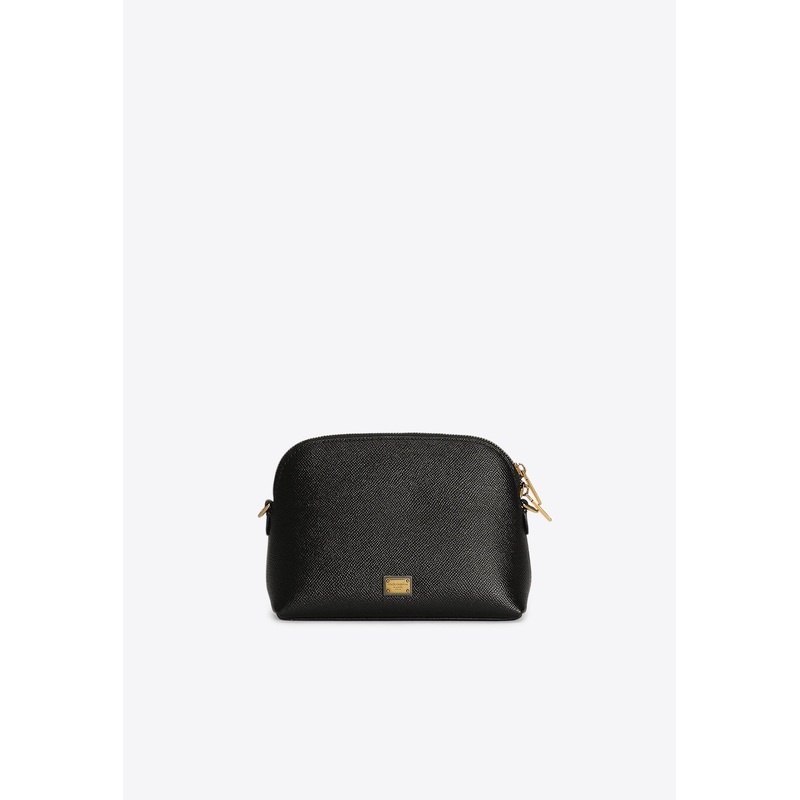 Mini Logo Plaque Leather Crossbody Bag