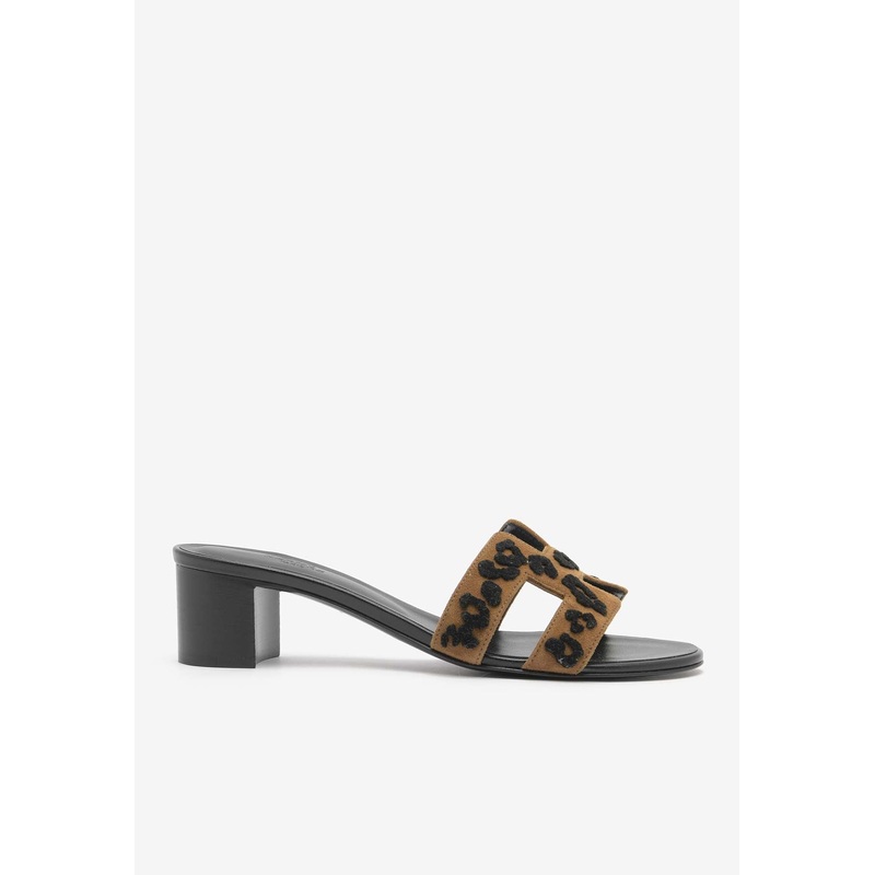 Oasis 50 Sandals in Leopard Print Tufted Suede