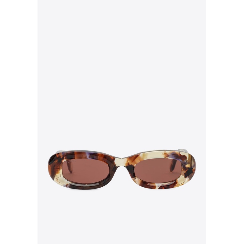 Oval Framed Logo Sunglasses