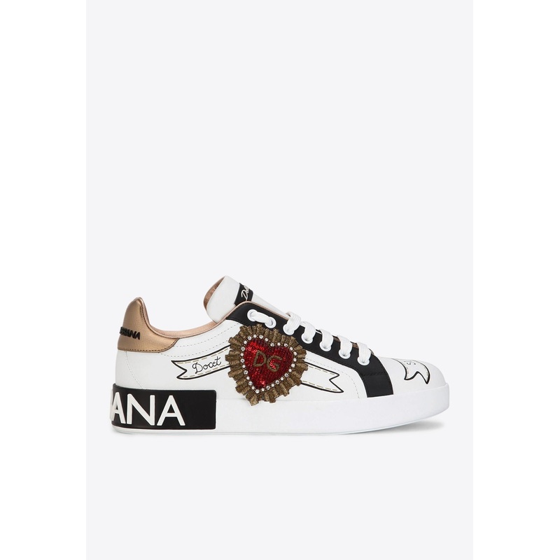 Portofino Embroidery Leather Sneakers