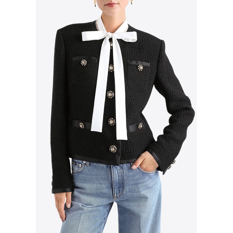 Single-Breasted Boucl Tweed Jacket