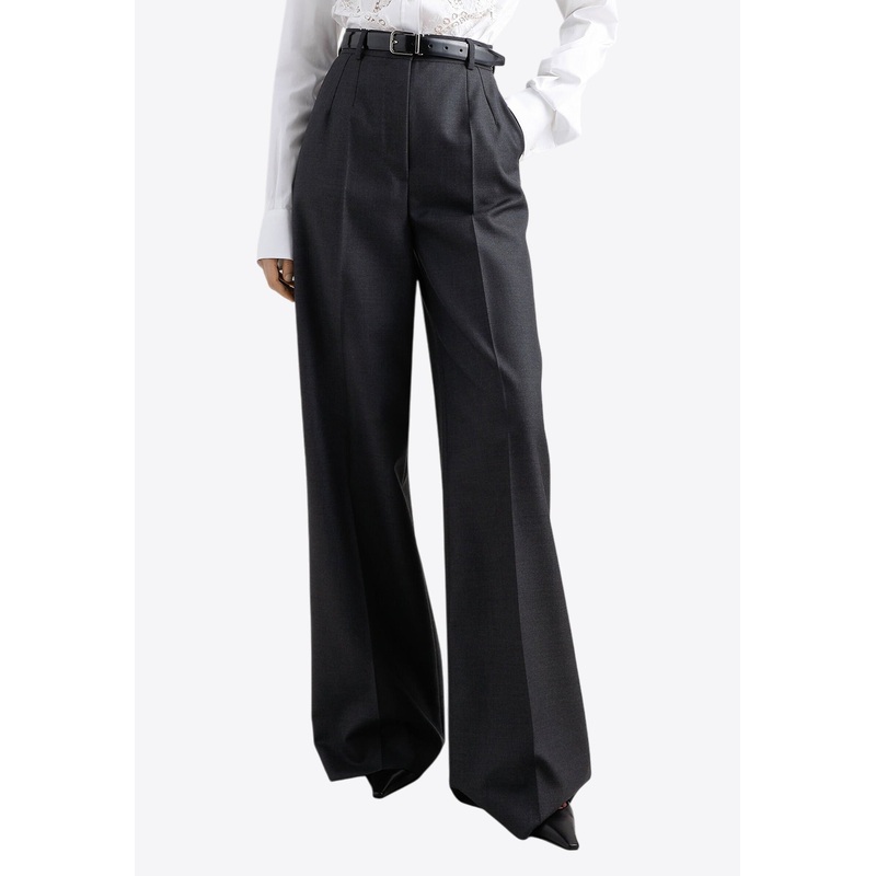 Wide-Leg Tailored Wool Pants