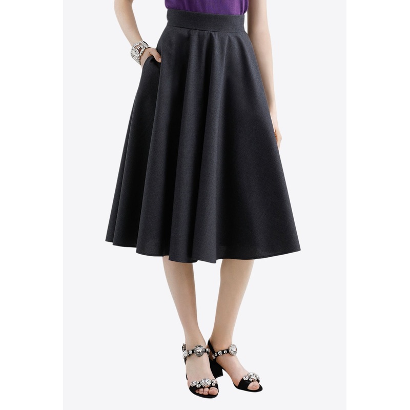 Woolen Midi Skirt