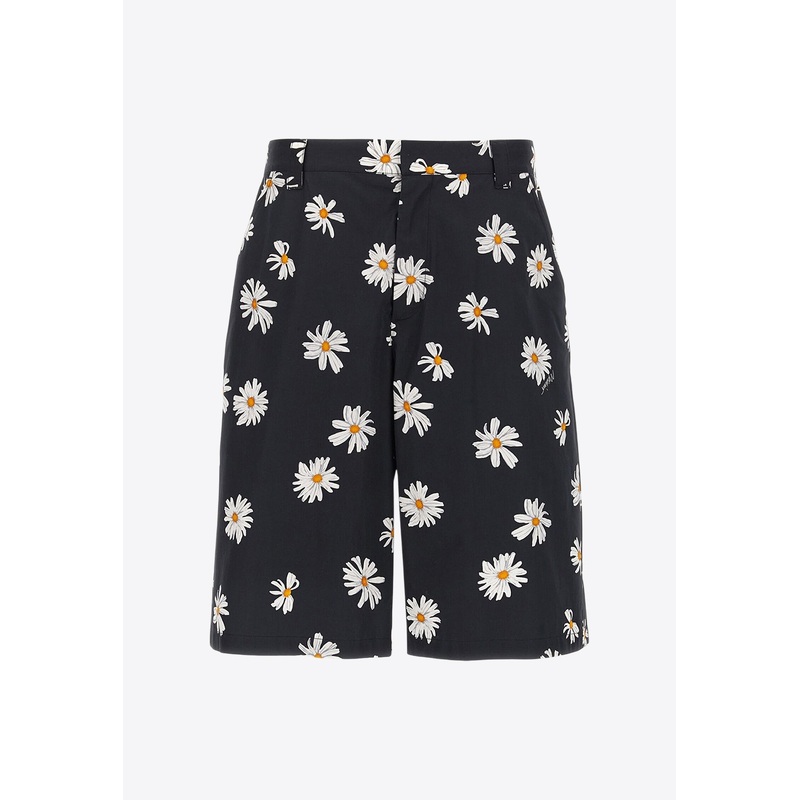 All-Over Daisy Print Bermuda Shorts