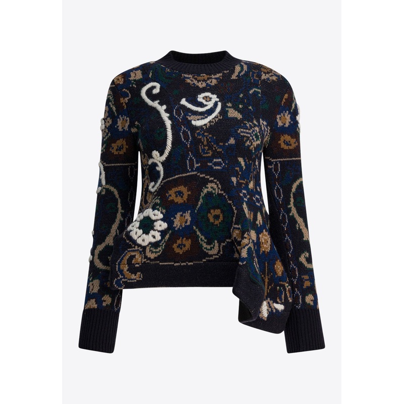 Floral Jacquard Wool Sweater