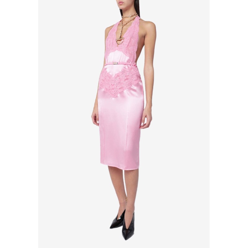 Halterneck Silk Satin Dress