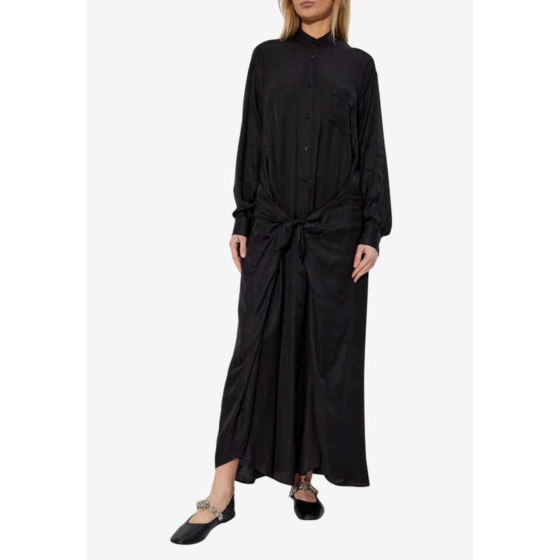 Knotted Maxi Shirt Dress