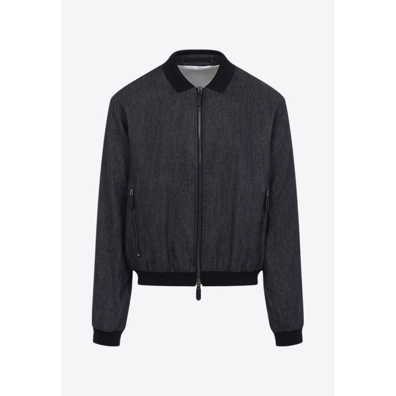 Linen Zip-Up Bomber Jacket