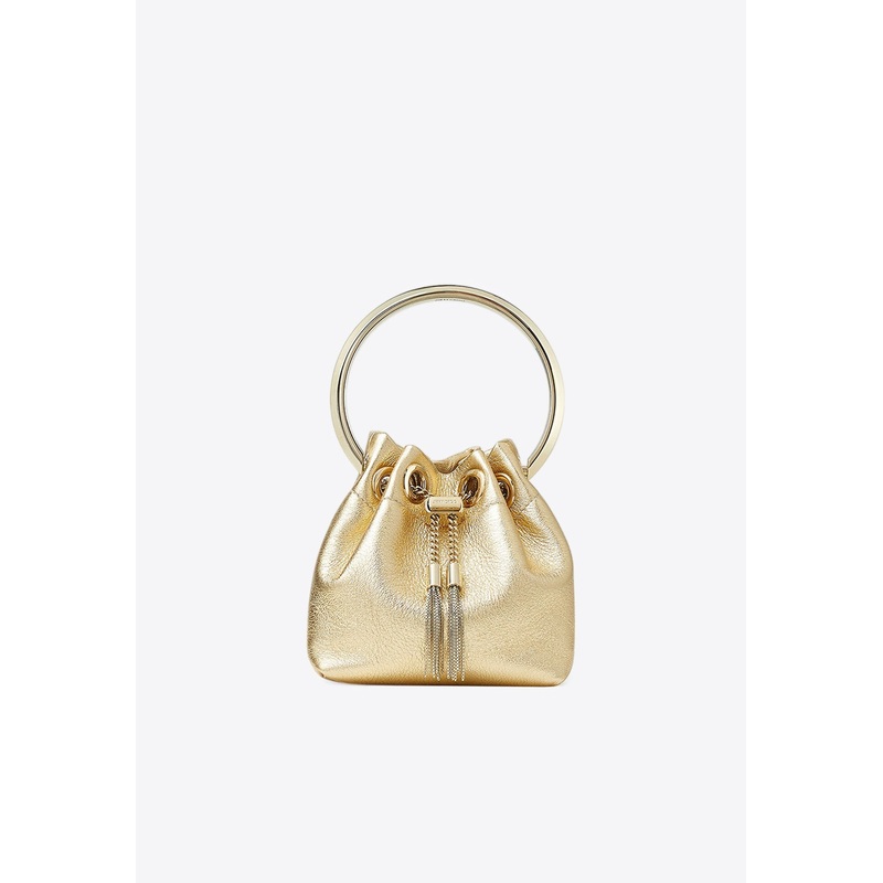 Micro Bon Bon Metallic Leather Bucket Bag