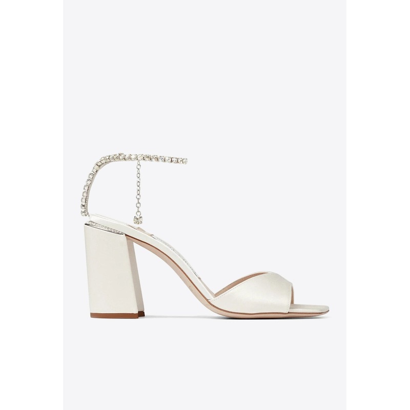 Saeda 85 Crystal Embellished Satin Sandals