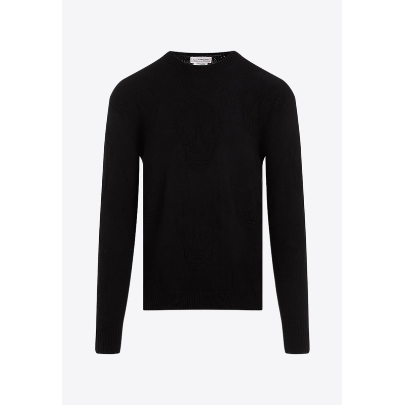 Skull Textured Crewneck Sweater